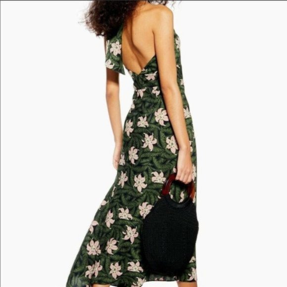 NWT TOPSHOP Hibiscus Halter MIDI Dress - Picture 5 of 8